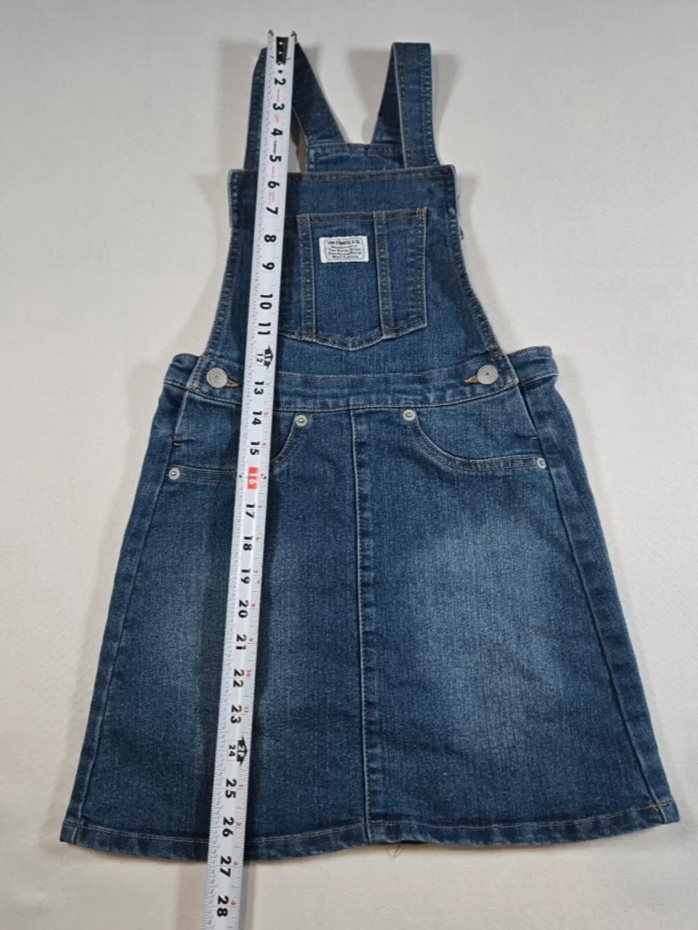 Levi’s Girls Size 8 Denim Overall Dress Blue Jean Jumper Pinafore Stretch